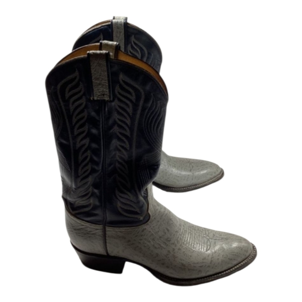 Tony Lama Cowboy Boots Men’s Western Gray Leather with Black Shaft Size 10.5 - Picture 5 of 14